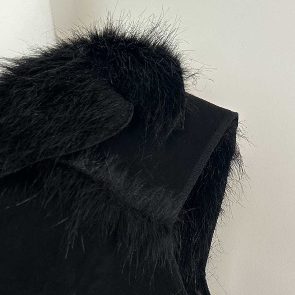 Vintage Deborah Murray 90s y2k Faux Suede Faux Fur Black Penny Lane Mobwife Vest - Picture 4 of 11